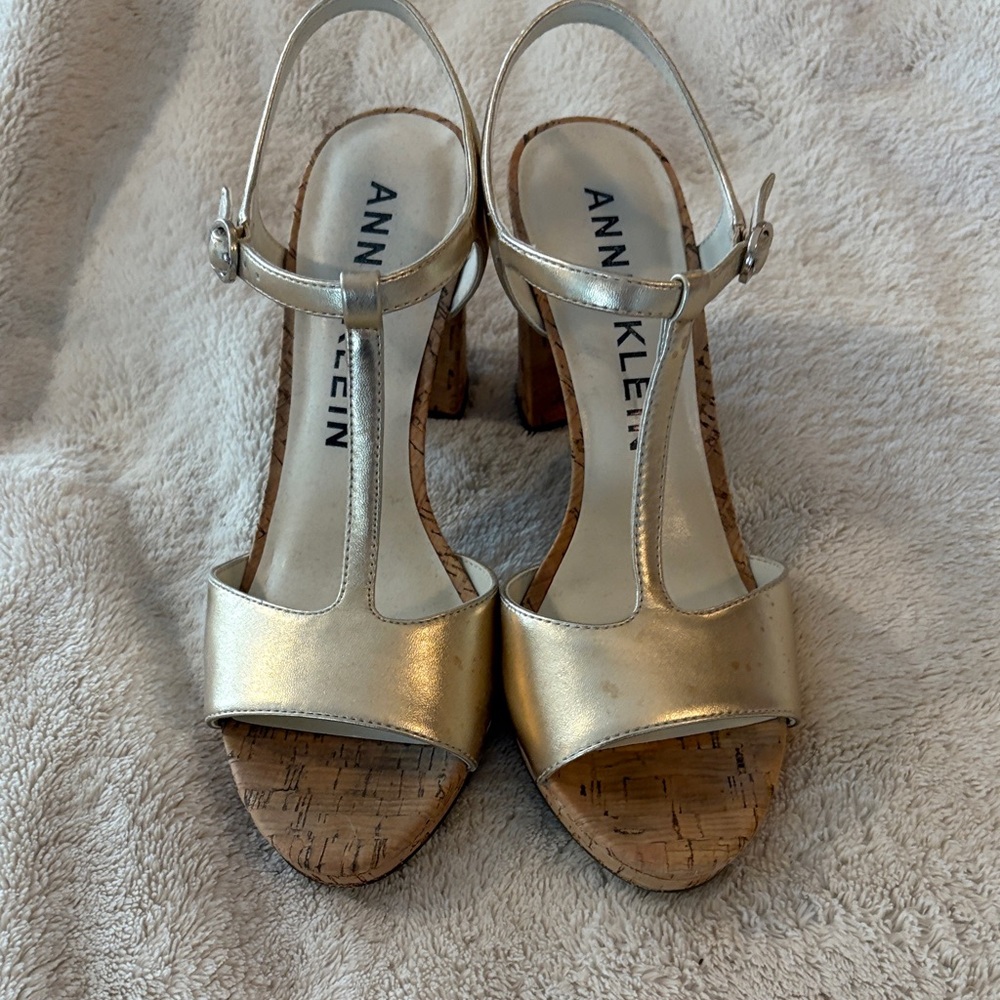Anne Klein Metallic Gold Heeled Sandals